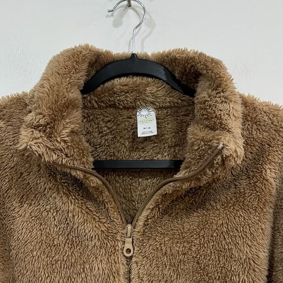 Offline By Aerie Cropped Fluffy Zip Up Brown Jacket Size Medium - Picture 3 of 5